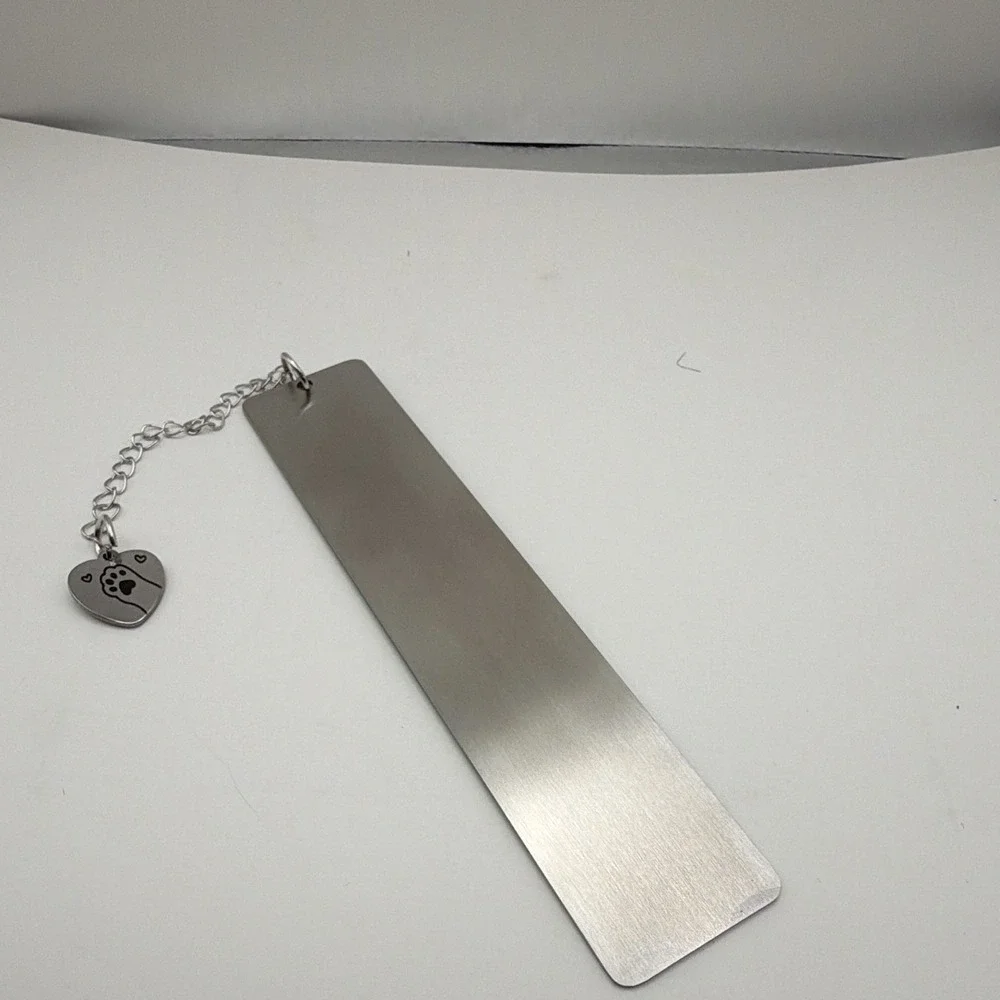 Metal Cat Bookmark Paw Heart Charm 